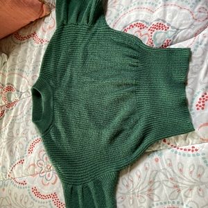 Balloon sleeve fitted mid section sweater